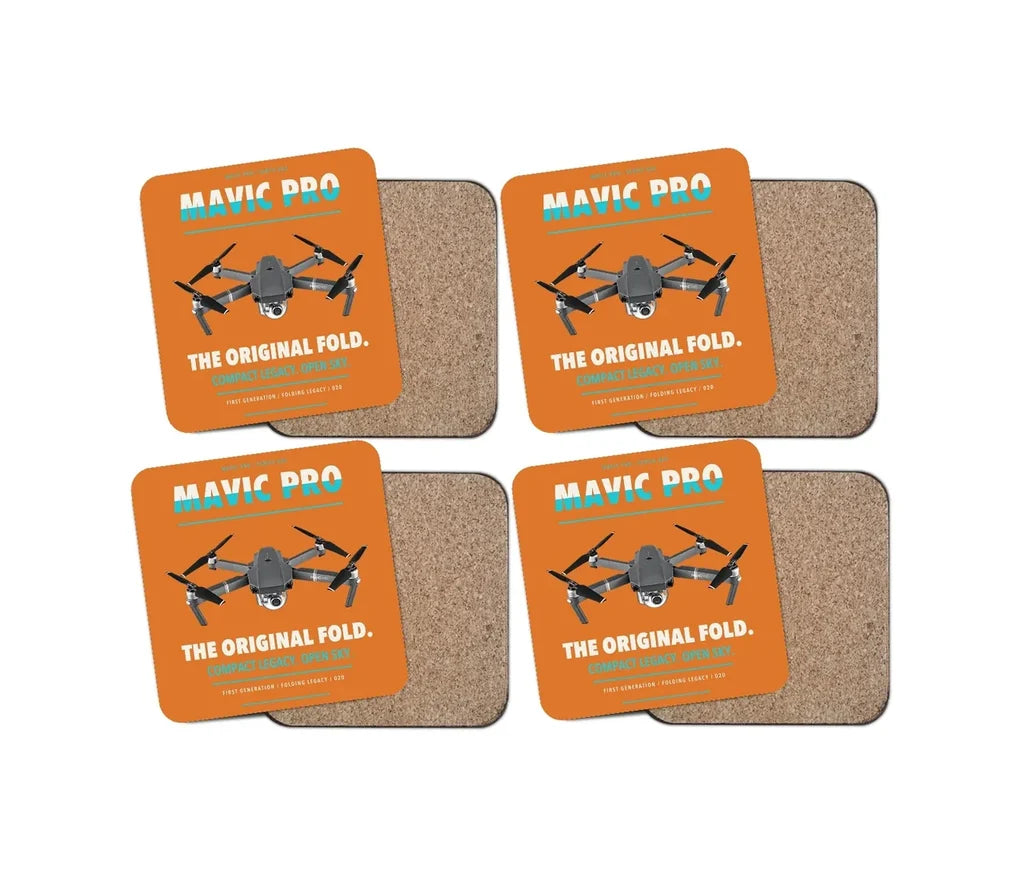 DJI Mavic Pro design on orange 4 pieces set coaster