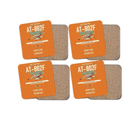 Thumbnail for Air Tractor AT-802F Fire Boss design on orange 4 pieces set coaster