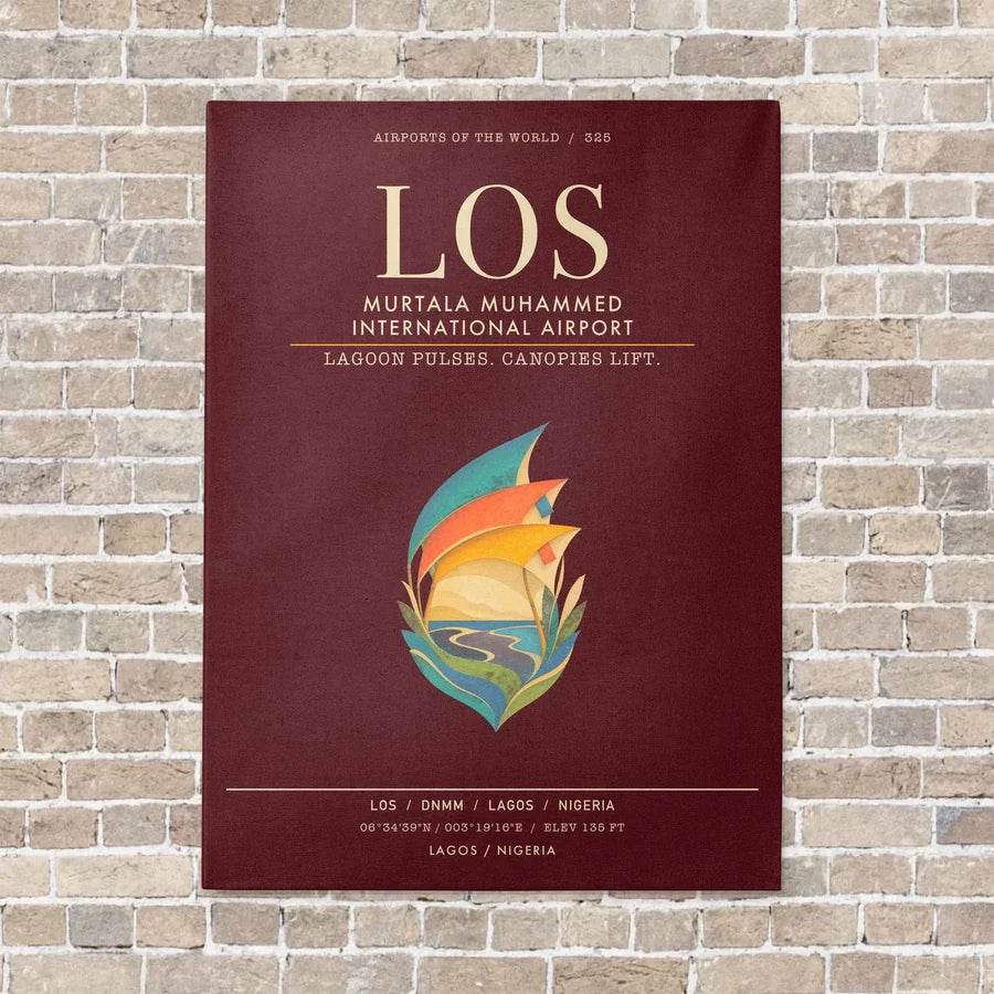 Murtala Muhammed International Airport LOS - Canvas Framed - Dark Red