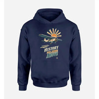 Thumbnail for SIGNAL 576 - History Still Echoes Above design on navy blue hoodie single side