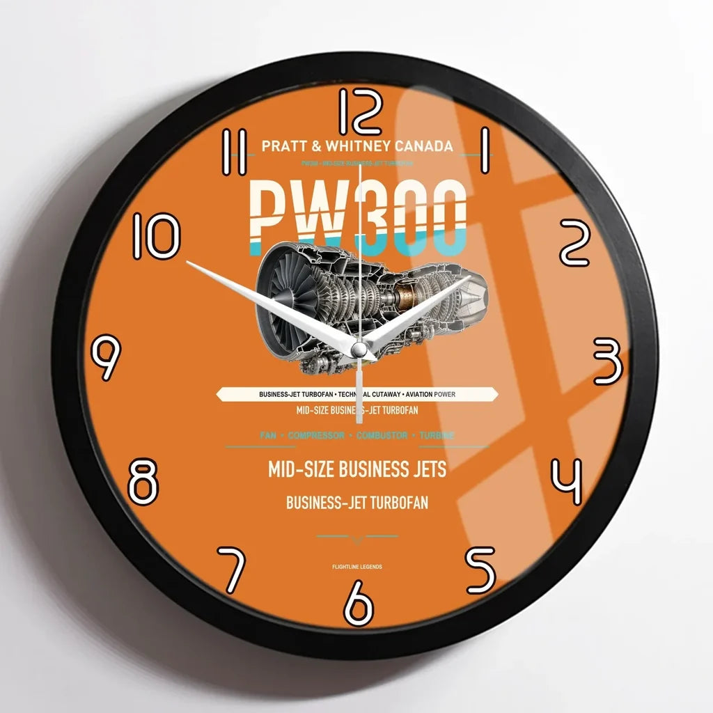 PW300 design on orange framed wall clock