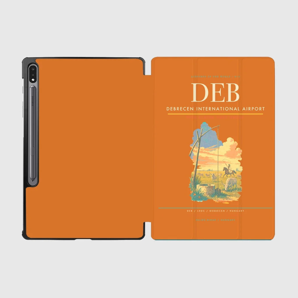 Debrecen International Airport (DEB) design on orange samsung tablet tablet case