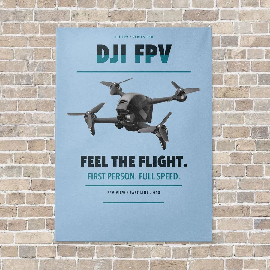 DJI FPV vertical canvas print - no frame - light blue background
