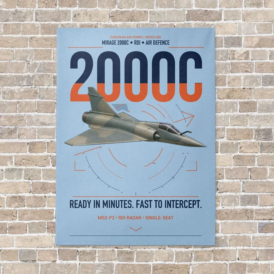 Dassault Mirage 2000C RDI vertical canvas print - no frame - light blue background