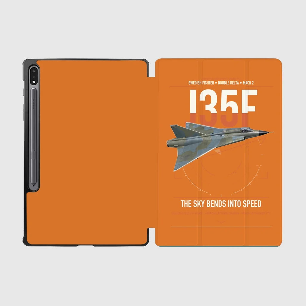 Saab J 35F Draken design on orange samsung tablet tablet case