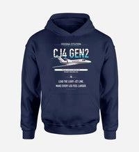 Thumbnail for Cessna Citation CJ4 Gen2 design on navy blue double-side hoodie, single-side print