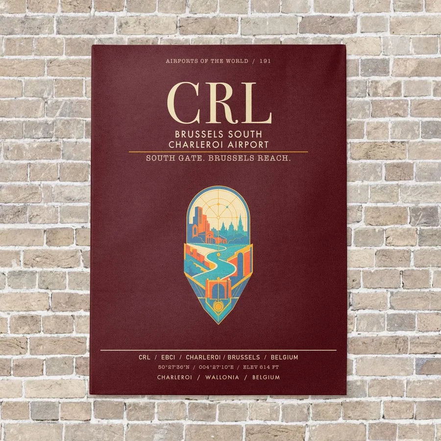 Brussels South Charleroi Airport CRL - Canvas Framed - Dark Red