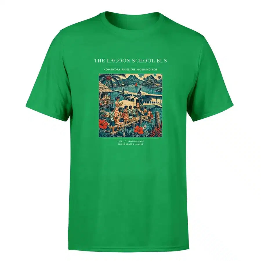 VINTAGE G4270 - The Lagoon School Bus - Premium T-Shirt design on green premium t shirt