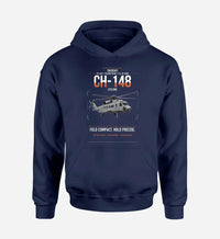 Thumbnail for Sikorsky CH-148 Cyclone design on navy blue double-side hoodie, single-side print