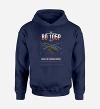 Thumbnail for MBB BO 105P PAH-1 design on navy blue double-side hoodie, single-side print