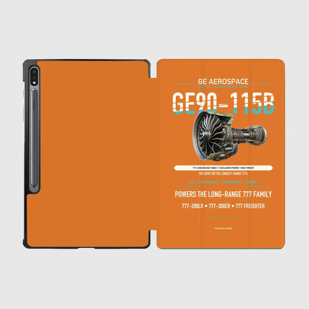 GE90-115B design on orange samsung tablet tablet case