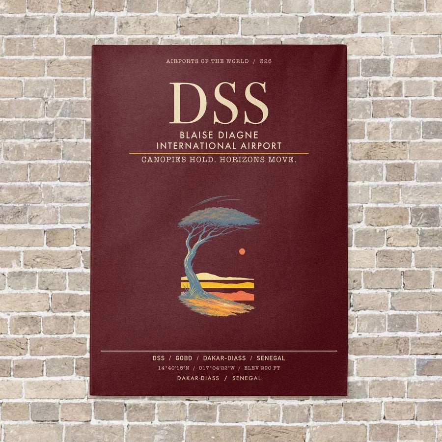 Blaise Diagne International Airport DSS - Canvas Framed - Dark Red