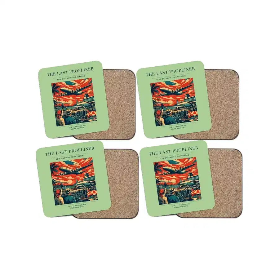 The Last Propliner - Designed Coasters design on light green 4-pieces-set