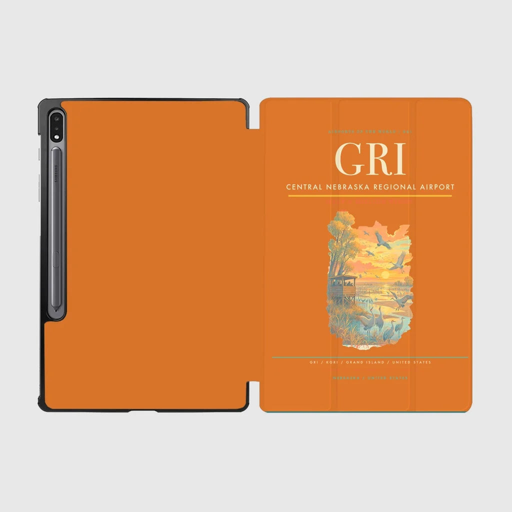 Central Nebraska Regional Airport (GRI) design on orange samsung tablet tablet case