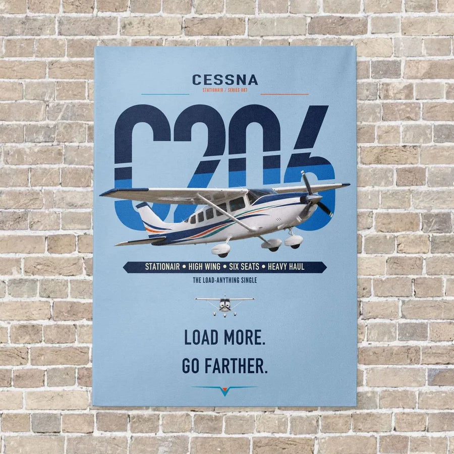 Cessna 206 Stationair vertical canvas print - no frame - light blue background