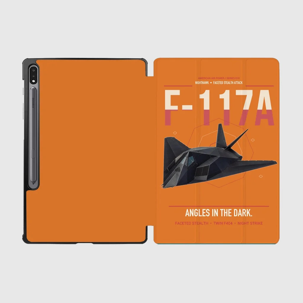 F-117A Nighthawk design on orange samsung tablet tablet case