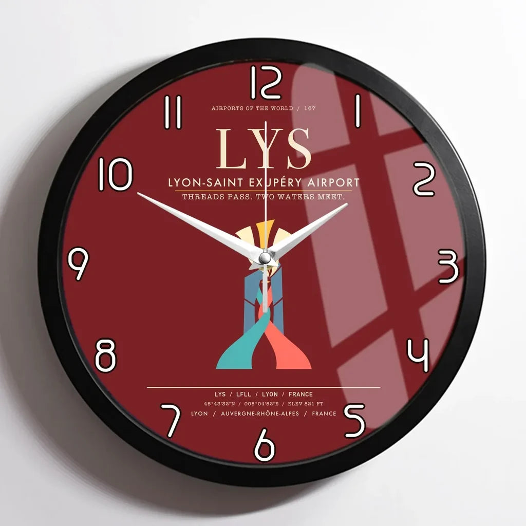 Lyon-Saint Exupery Airport LYS Wall-Clock Framed - Dark Red