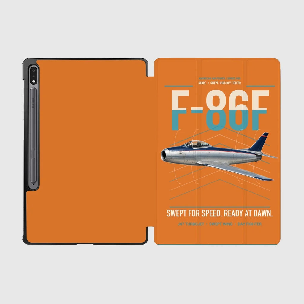 F-86F Sabre design on orange samsung tablet tablet case