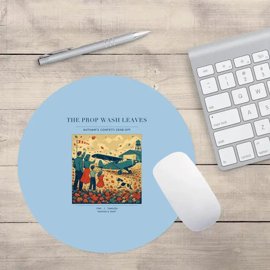 VINTAGE G4450 - The Prop Wash Leaves - Designed Mouse Pads design on lightblue round