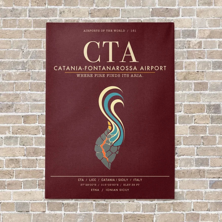 Catania-Fontanarossa Airport CTA - Canvas Framed - Dark Red
