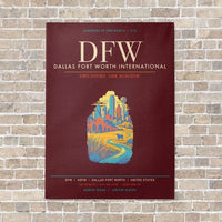 Thumbnail for Dallas Fort Worth International Airport DFW - Canvas Framed - Dark Red