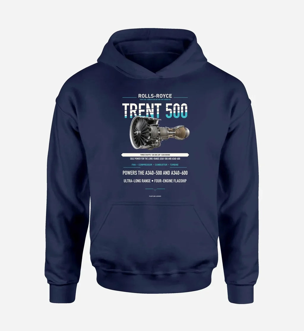 TRENT 500 design on navy blue hoodie single side