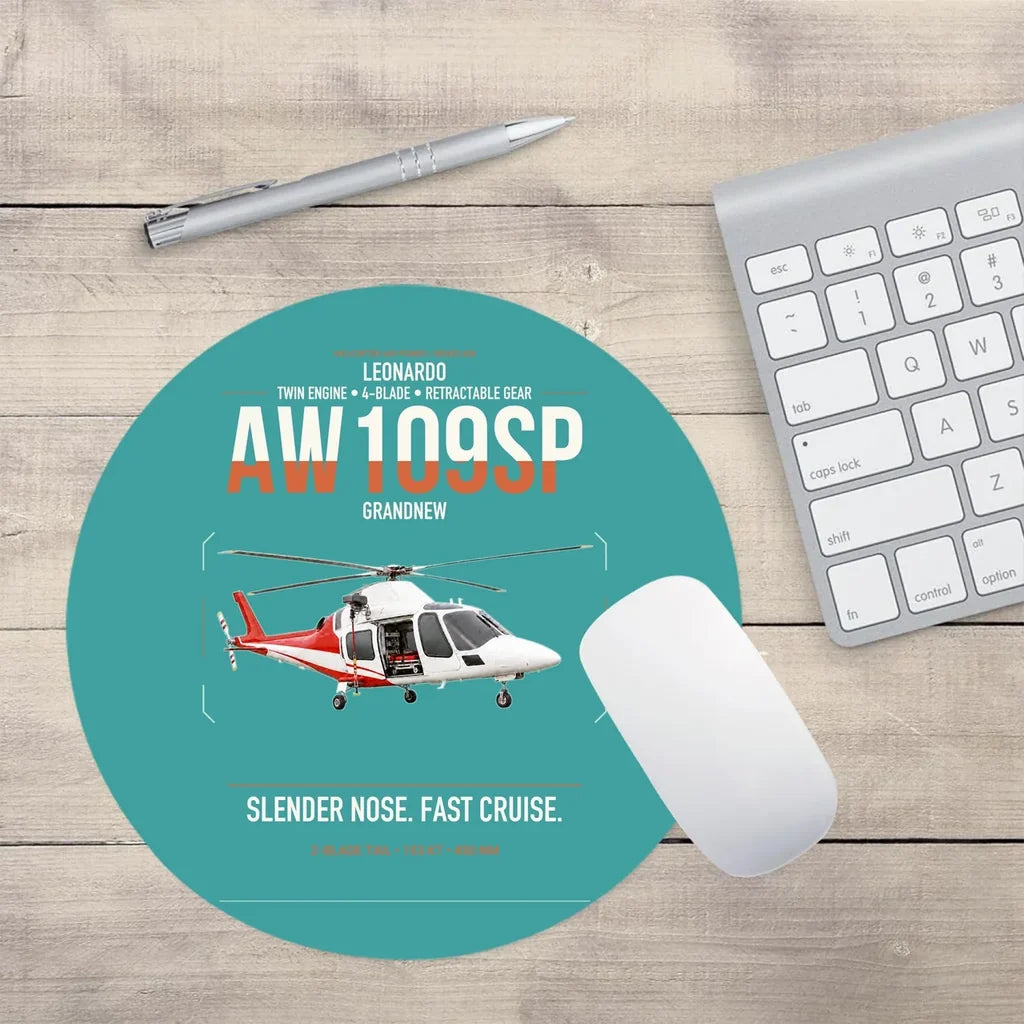 Leonardo AW109SP GrandNew design on turquoise round mouse pad