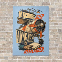 Thumbnail for Machines Sleep. Hangars Remember. vertical canvas print - no frame - light blue background