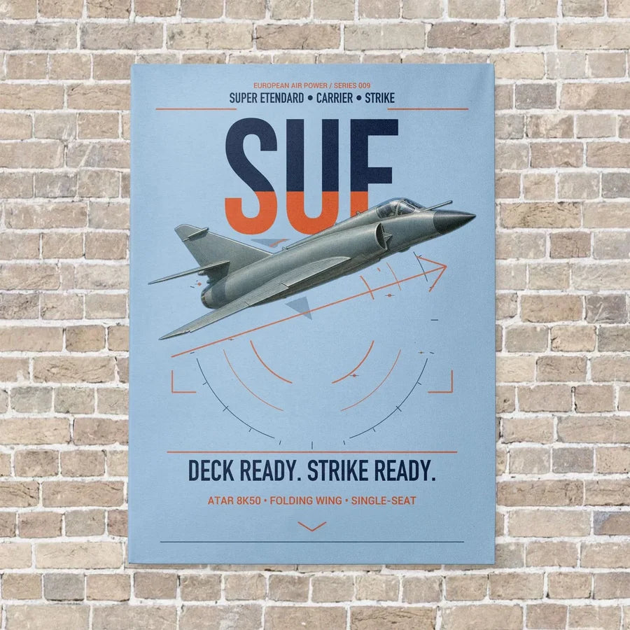 Dassault Super Étendard vertical canvas print - no frame - light blue background