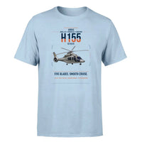 Thumbnail for Airbus H155 EC155 B1 design on light blue t-shirt, single-side print