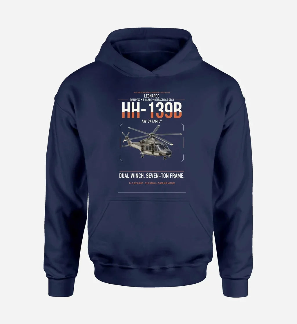 Leonardo HH-139B design on navy blue double-side hoodie, single-side print
