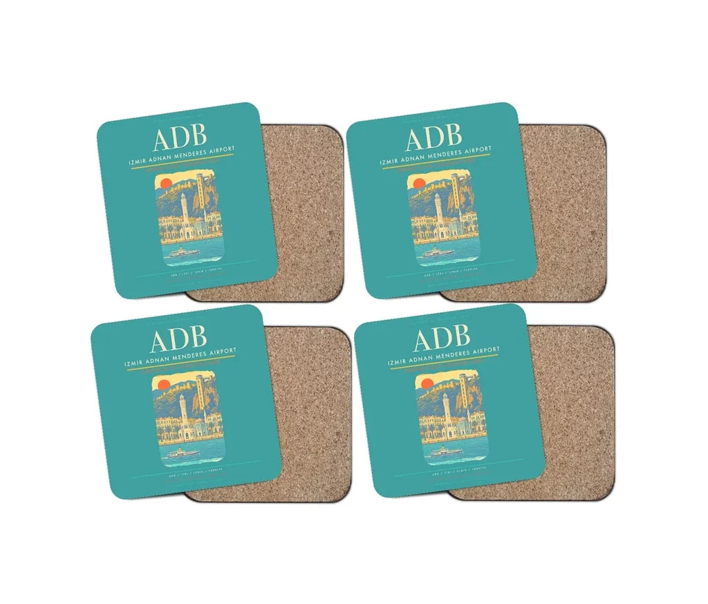 Izmir Adnan Menderes Airport ADB Coaster 4-Pieces-Set - Turquoise