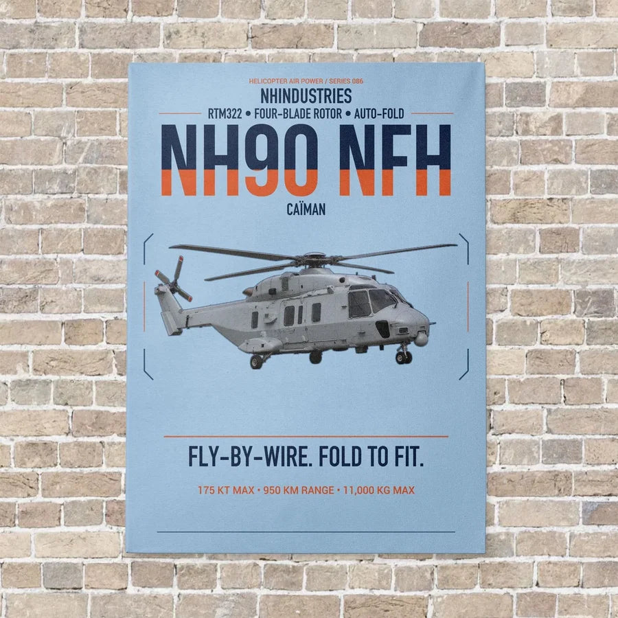 NHIndustries NH90 NFH Caïman vertical canvas print - no frame - light blue background
