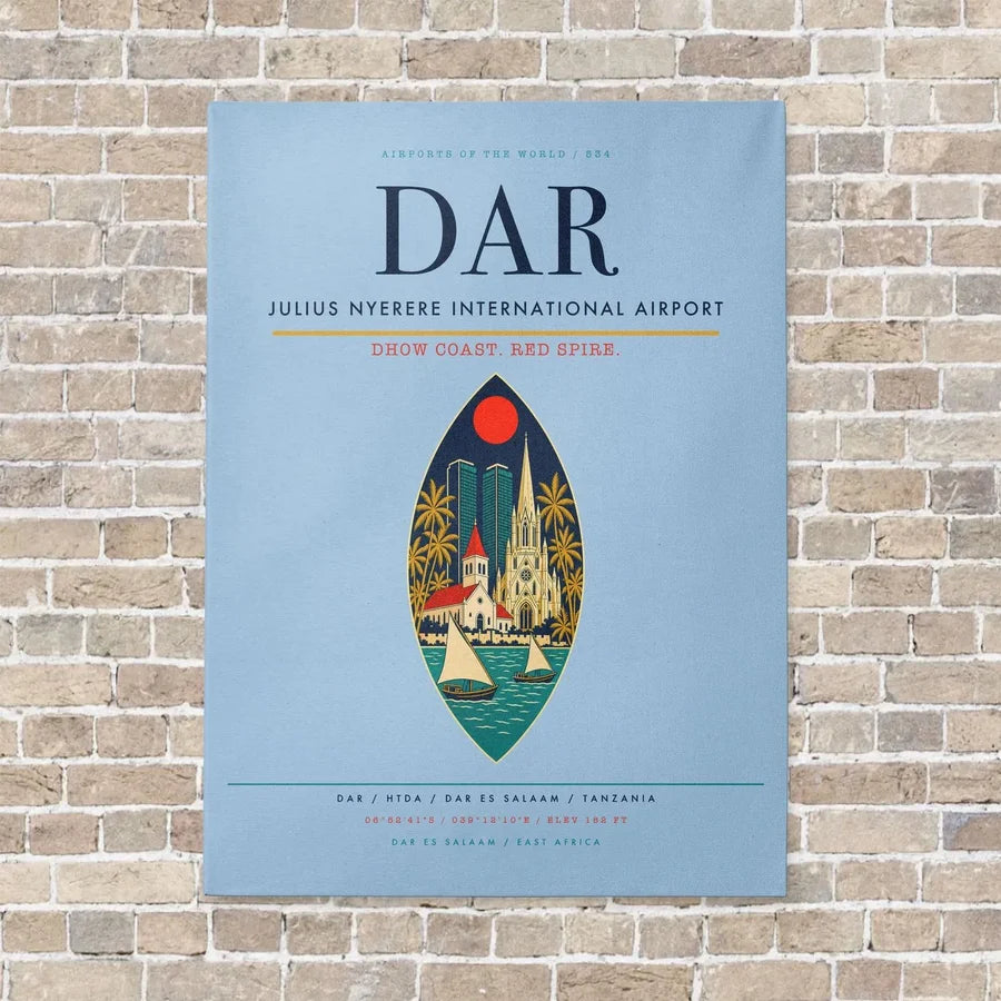 Julius Nyerere International Airport DAR vertical canvas print - no frame - light blue background