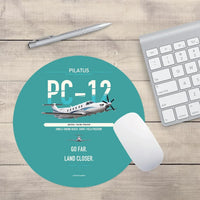 Thumbnail for Pilatus PC-12 PRO design on turquoise round mouse pad