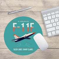 Thumbnail for F-11F Tiger design on turquoise round mouse pad