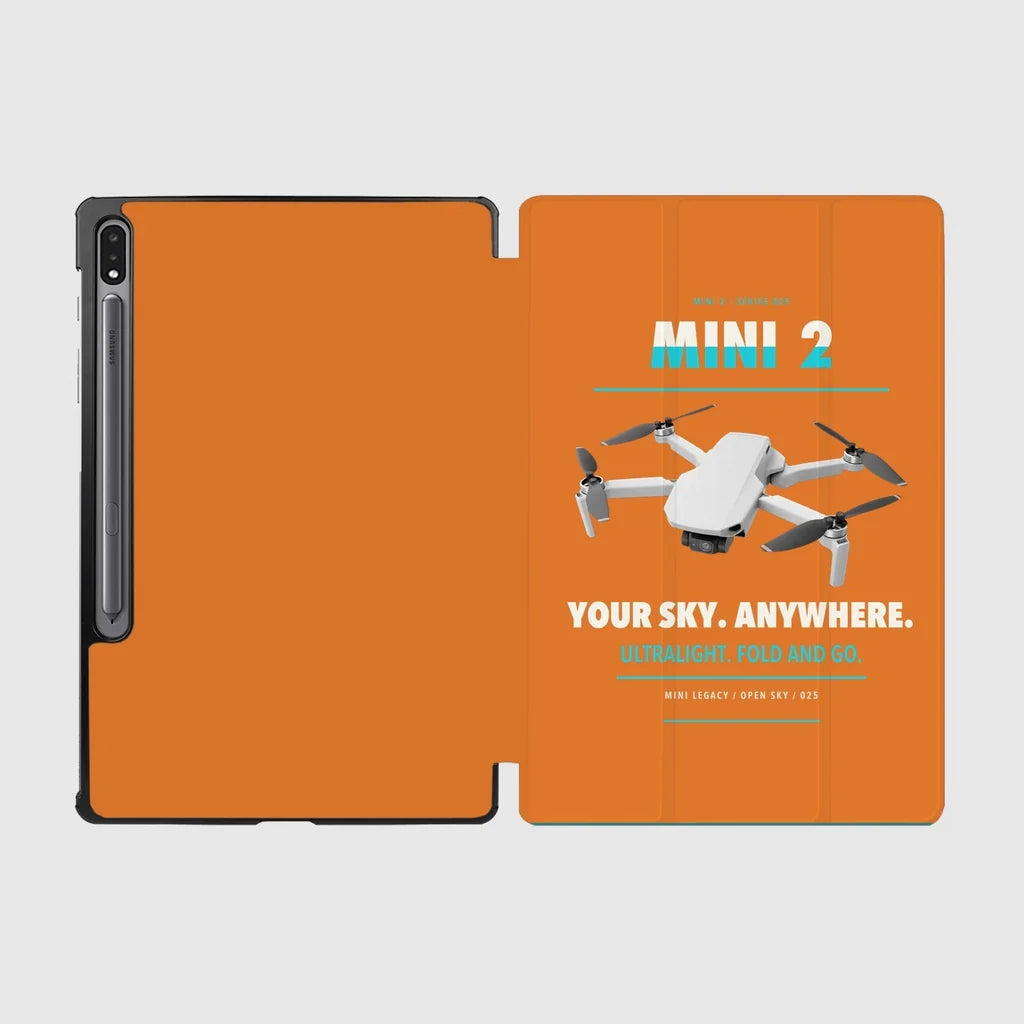 DJI Mini 2 design on orange samsung tablet tablet case