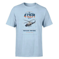 Thumbnail for Bell 412EPI design on light blue t-shirt, single-side print