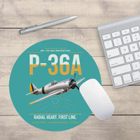Thumbnail for P-36A Hawk design on turquoise round mouse pad