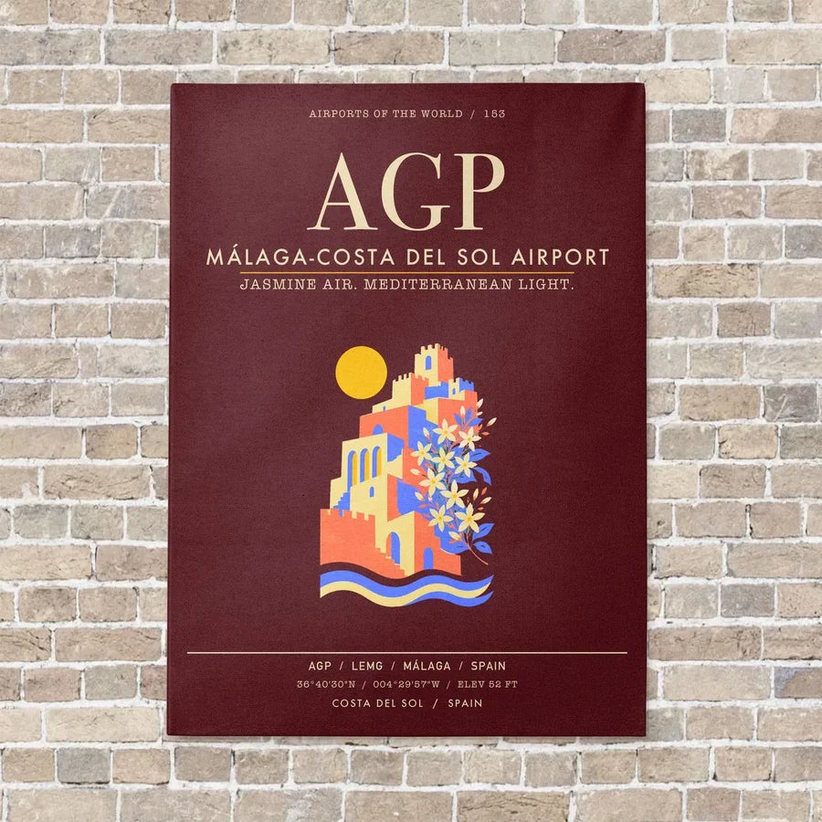 Malaga-Costa del Sol Airport AGP - Canvas Framed - Dark Red
