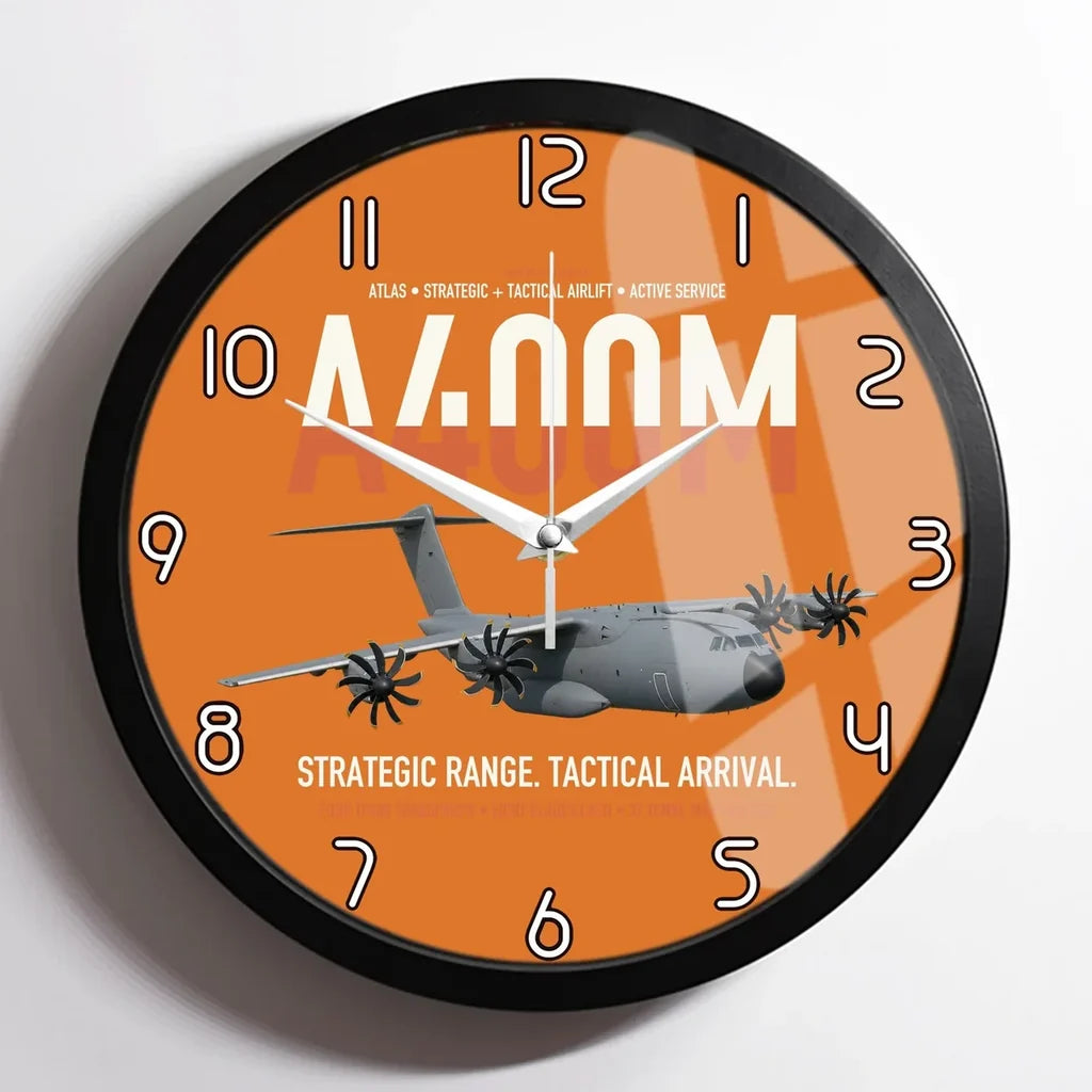 Airbus A400M Atlas design on orange framed wall clock