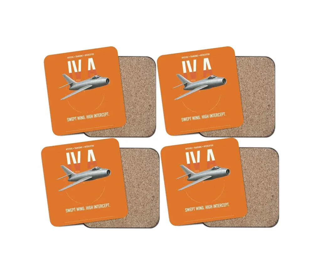 Dassault Mystère IV A design on orange 4 pieces set coaster