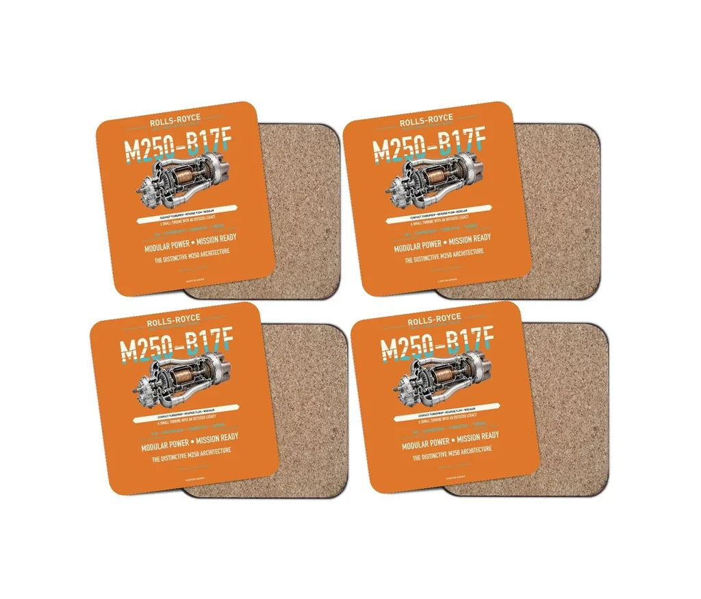M250-B17F design on orange 4 pieces set coaster