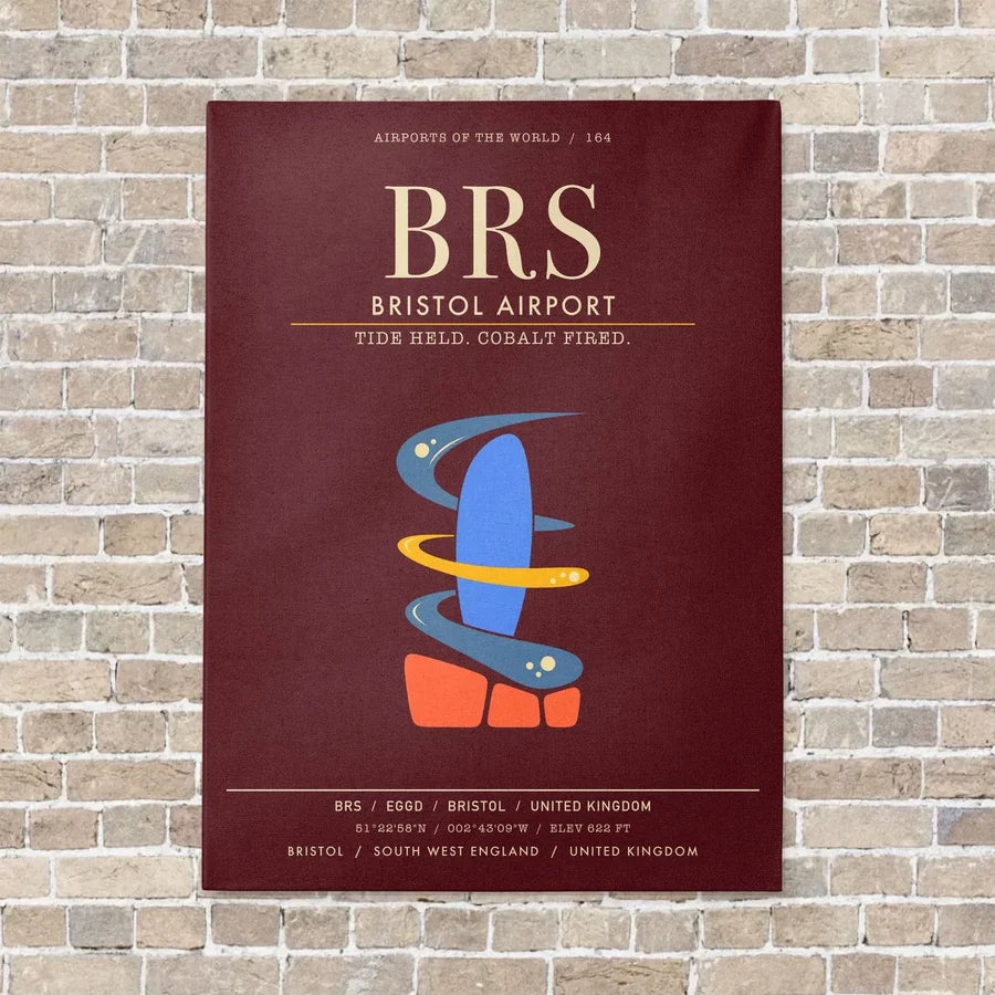 Bristol Airport BRS - Canvas Framed - Dark Red