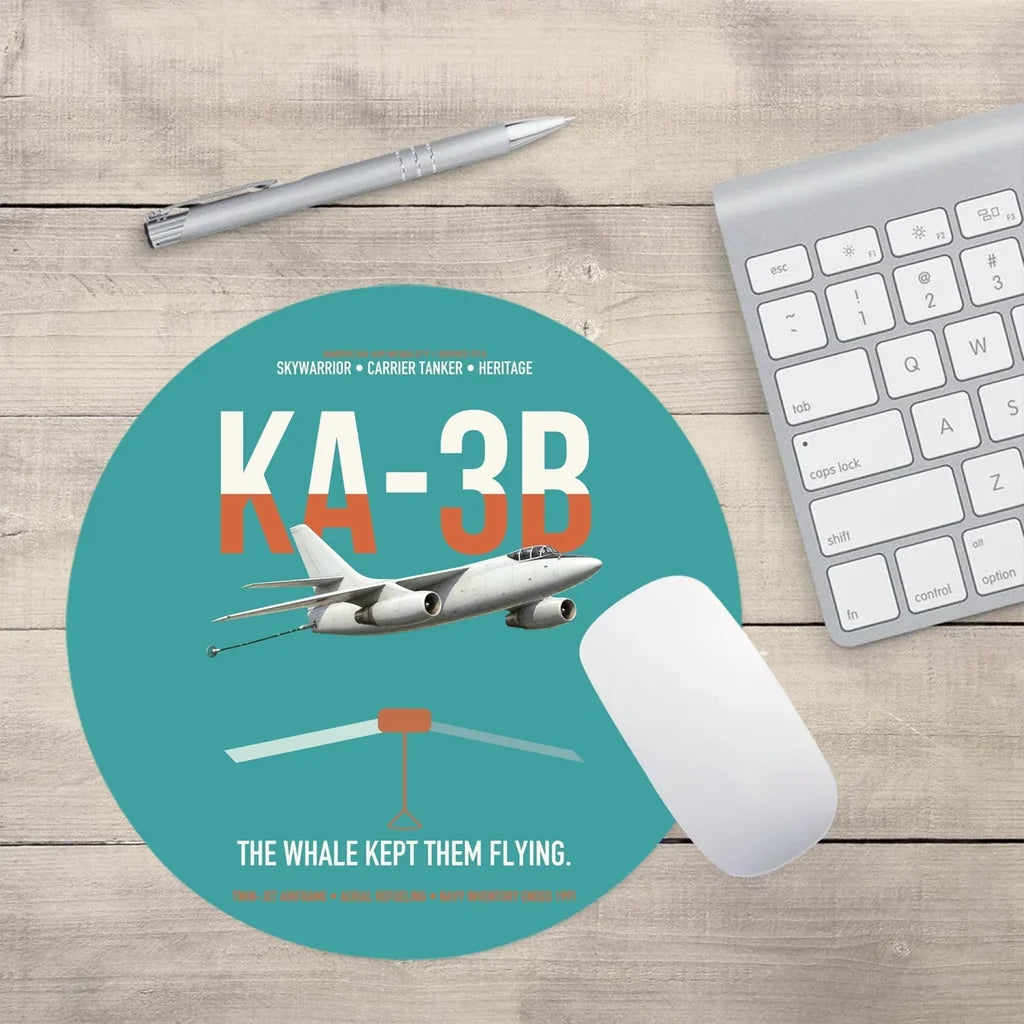 KA-3B Skywarrior design on turquoise round mouse pad