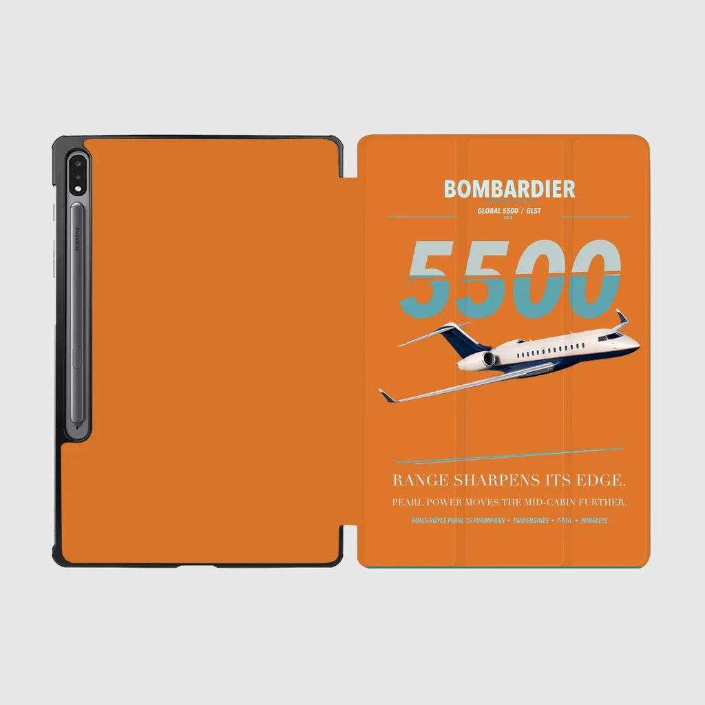 Bombardier Global 5500 design on orange samsung tablet tablet case