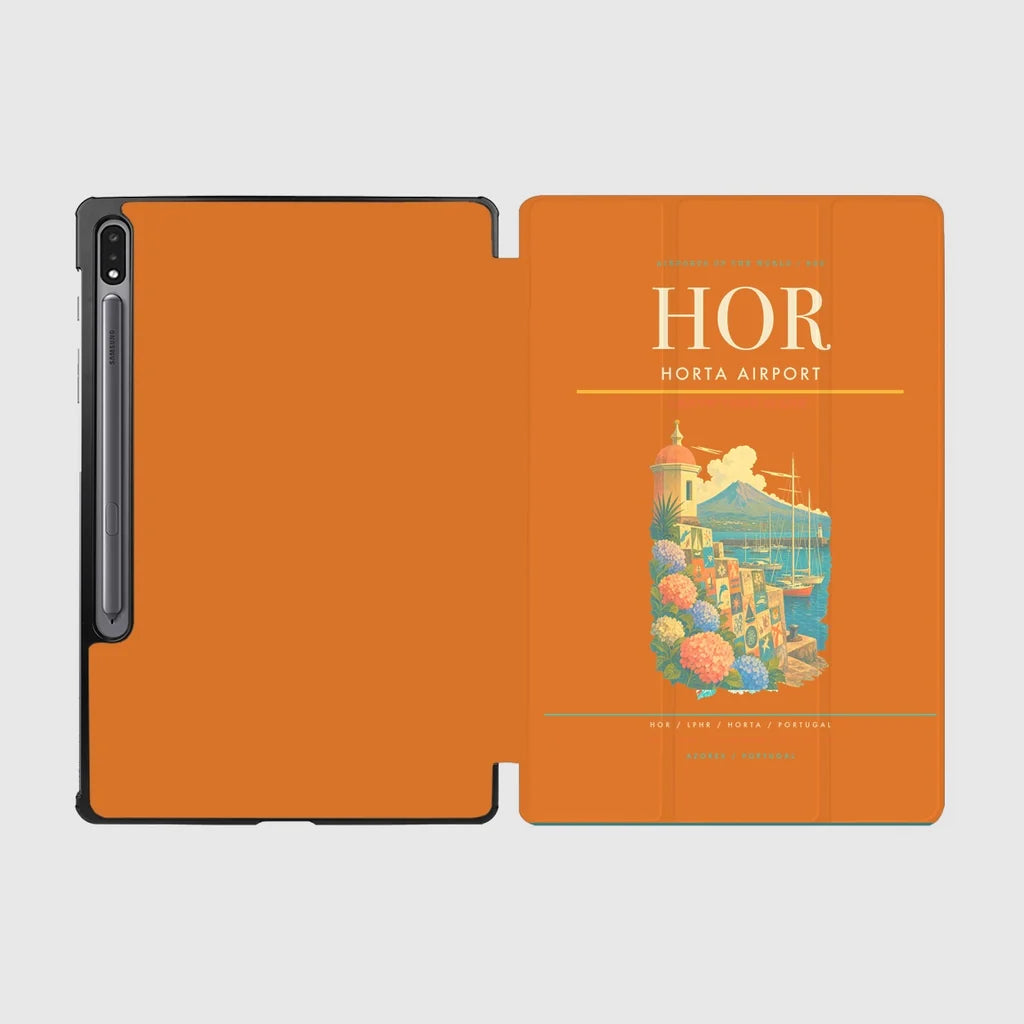 Horta Airport (HOR) design on orange samsung tablet tablet case