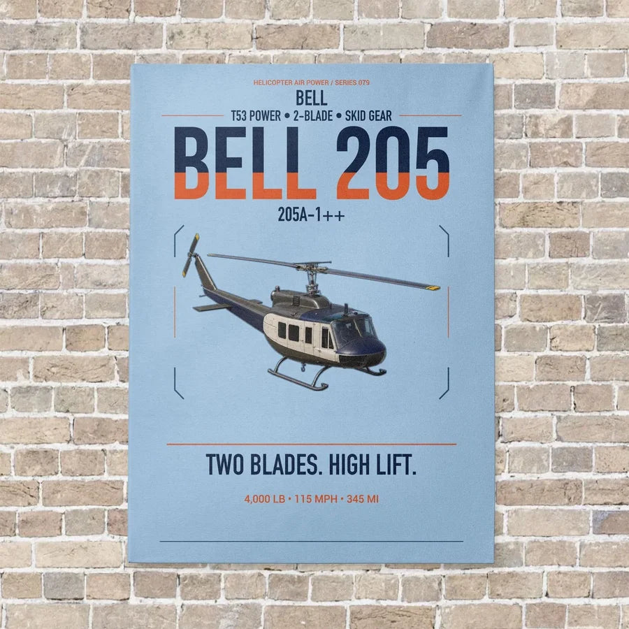 Bell 205A-1++ vertical canvas print - no frame - light blue background