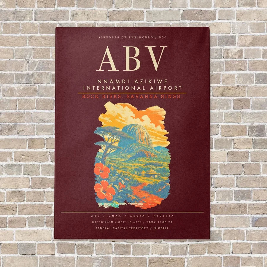 Nnamdi Azikiwe International Airport ABV - Canvas Framed - Dark Red