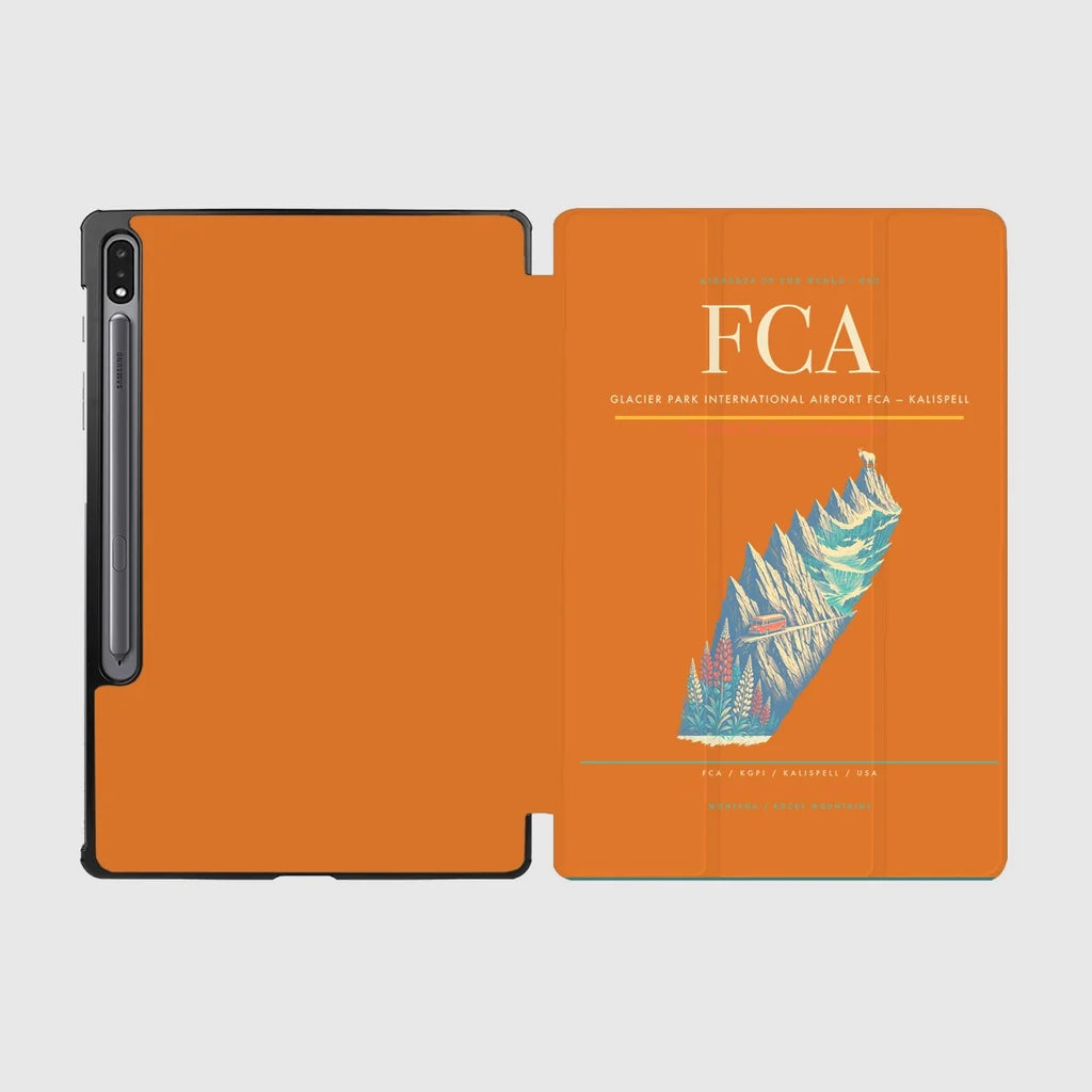 Glacier Park International Airport (FCA) design on orange samsung tablet tablet case